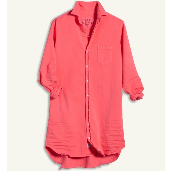 Frank & Eileen Mary Classic Shirtdress Famous Denim Neon Strawberry Size Small - Picture 3 of 13